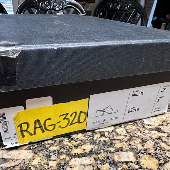 Rag & Bone Millie White Leather Heel Mule - size 38 / 8 - Picture 10 of 11